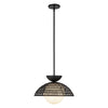 Perth 14-in Matte Black/Opal Glass 1 Light Pendant