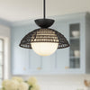Perth 14-in Matte Black/Opal Glass 1 Light Pendant