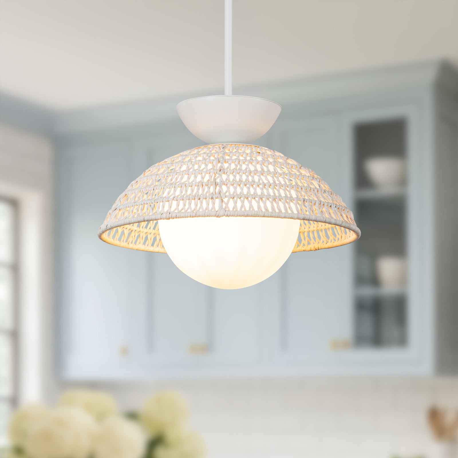 Perth 14-in White/Opal Glass 1 Light Pendant