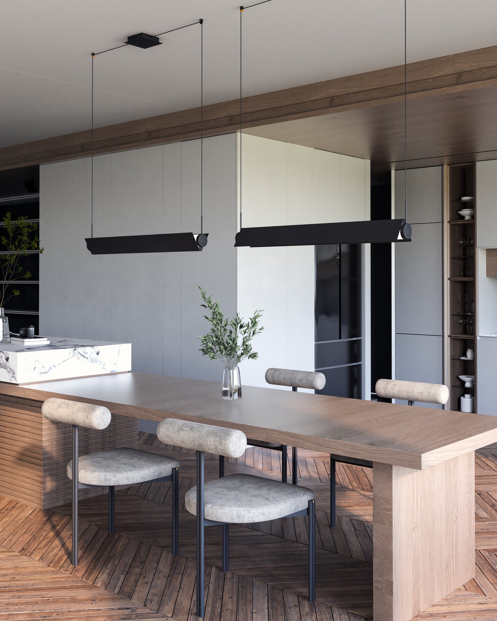 Phoenix 36-in Black/White LED Linear Pendant