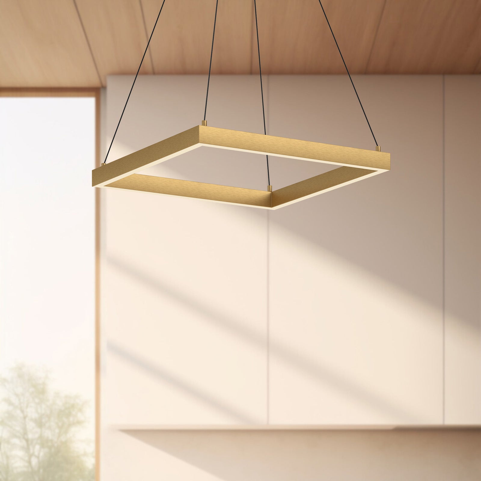 Piazza 18-in Brushed Gold LED Pendant