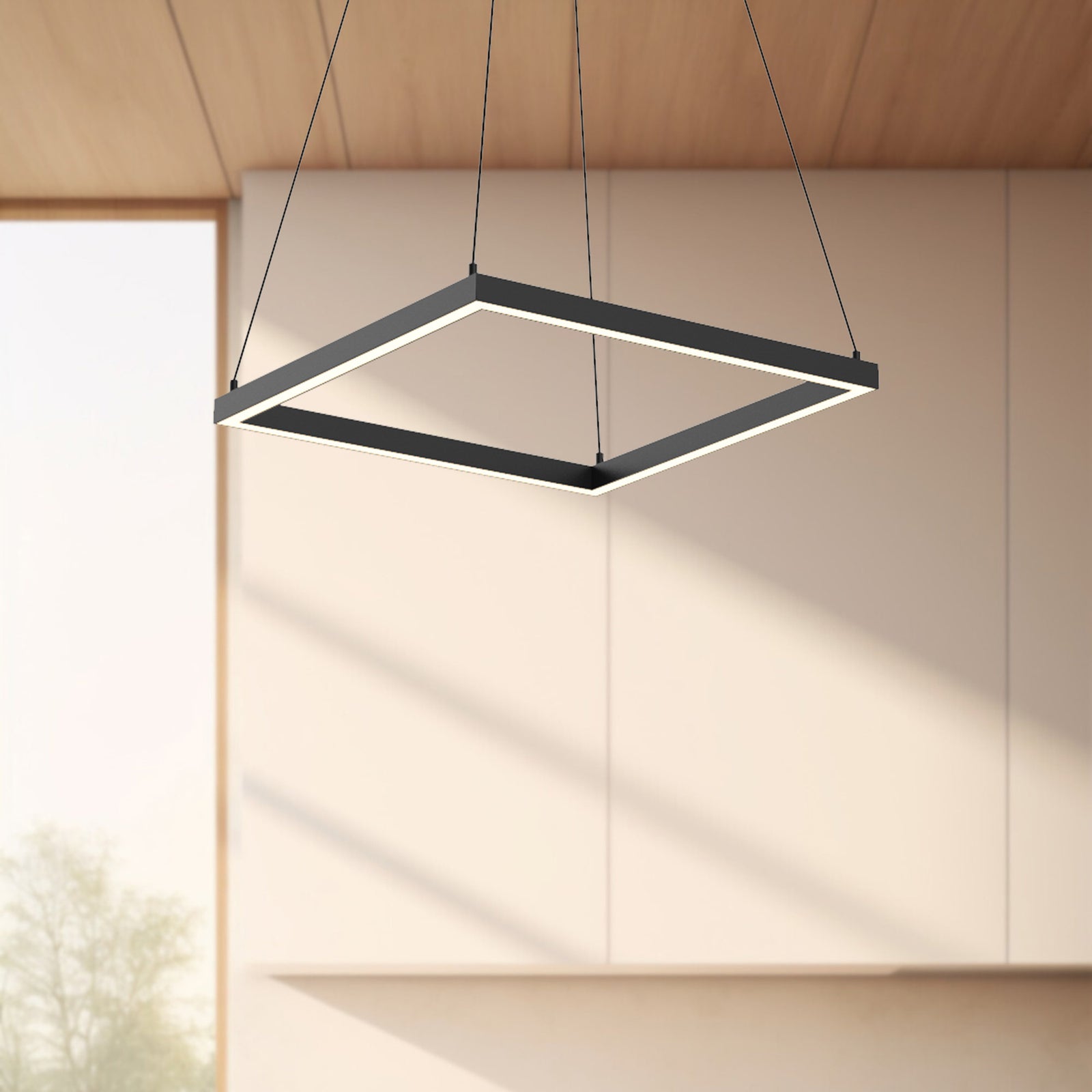 Piazza 18-in Black LED Pendant