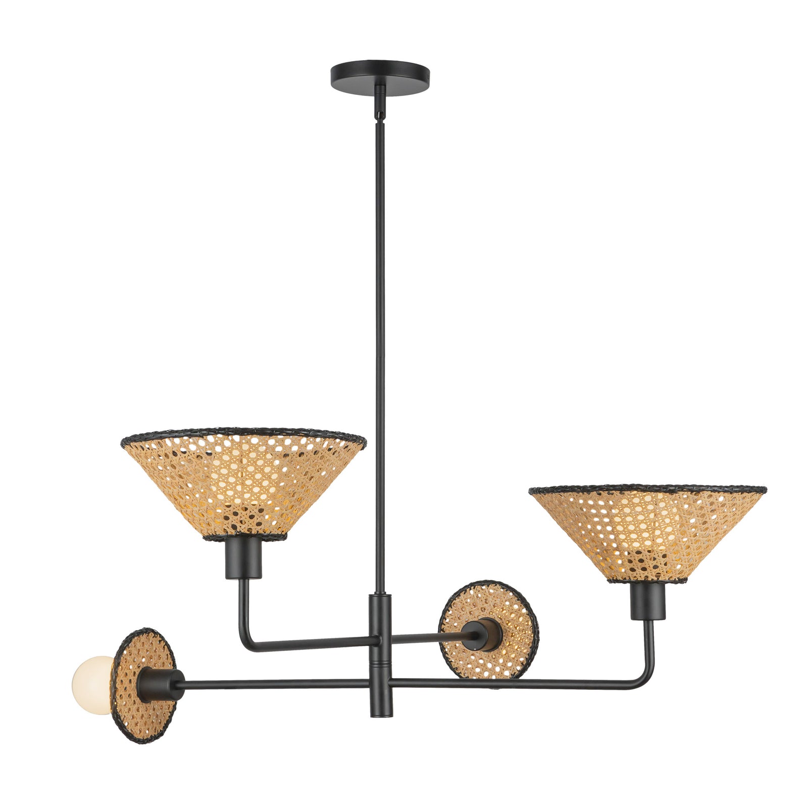 Piper 38-in Matte Black Socket Chandelier