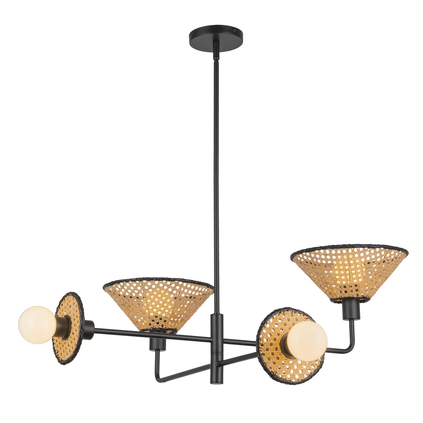 Piper 38-in Matte Black Socket Chandelier
