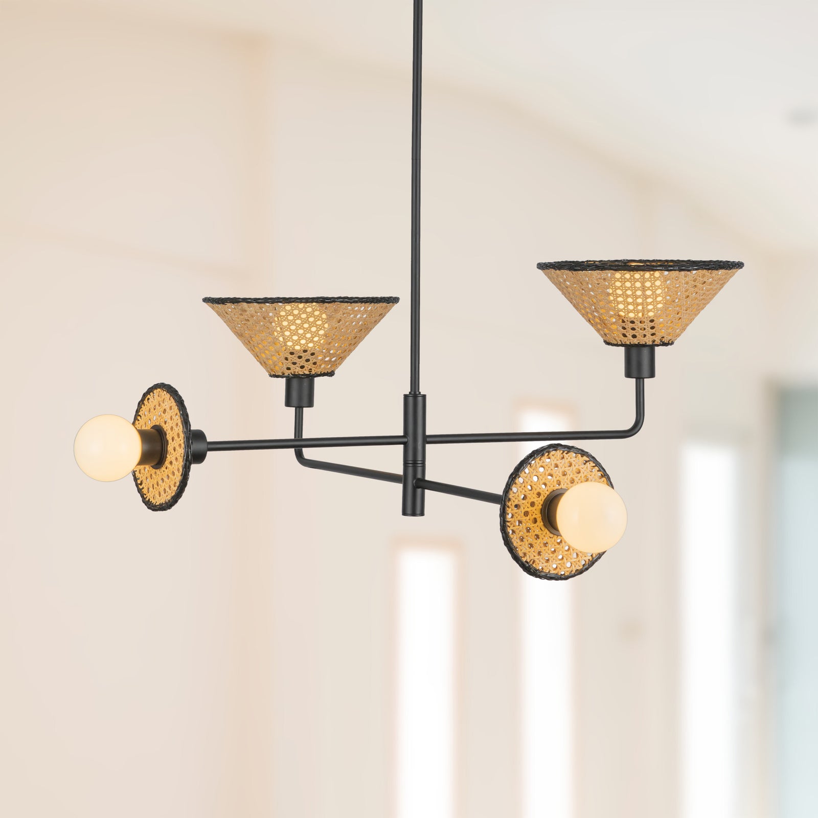 Piper 38-in Matte Black Socket Chandelier