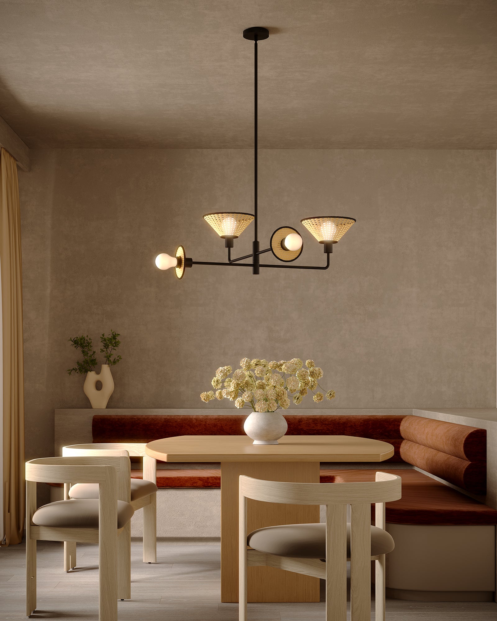 Piper 38-in Matte Black Socket Chandelier