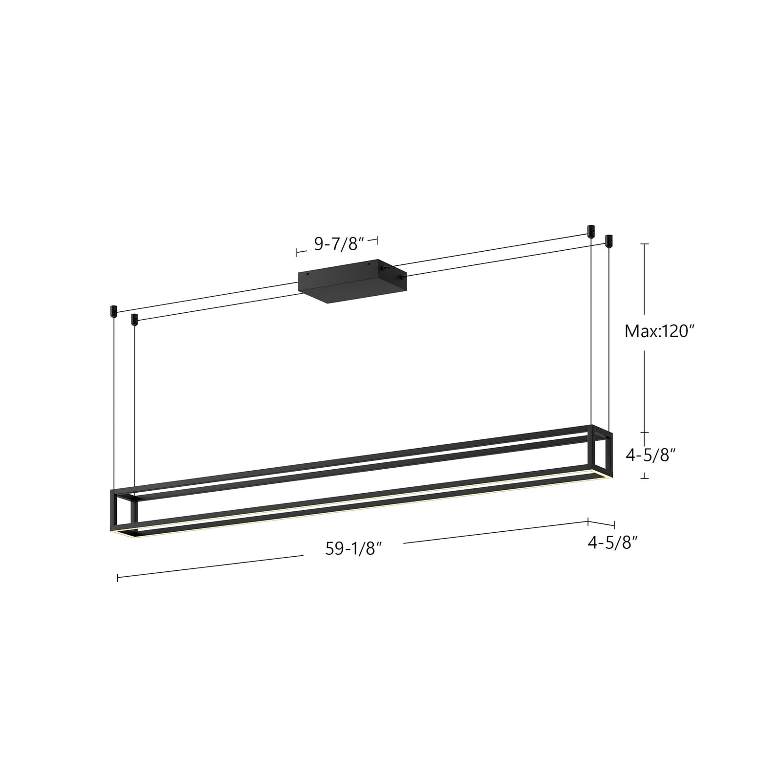 Plaza 60-in Brushed Gold LED Linear Pendant