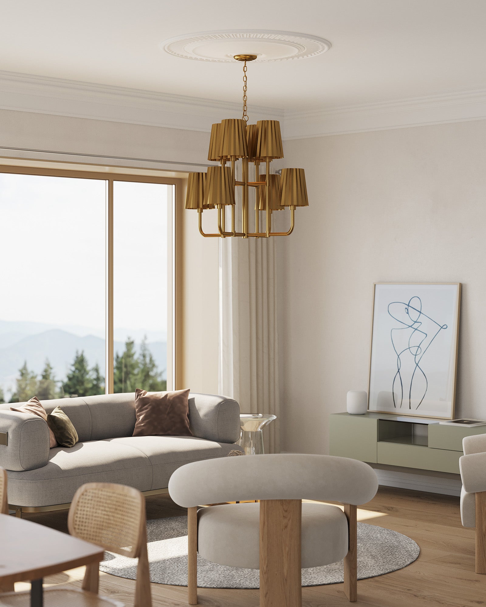 Plisse 30-in Aged Gold 8 Lights Chandeliers