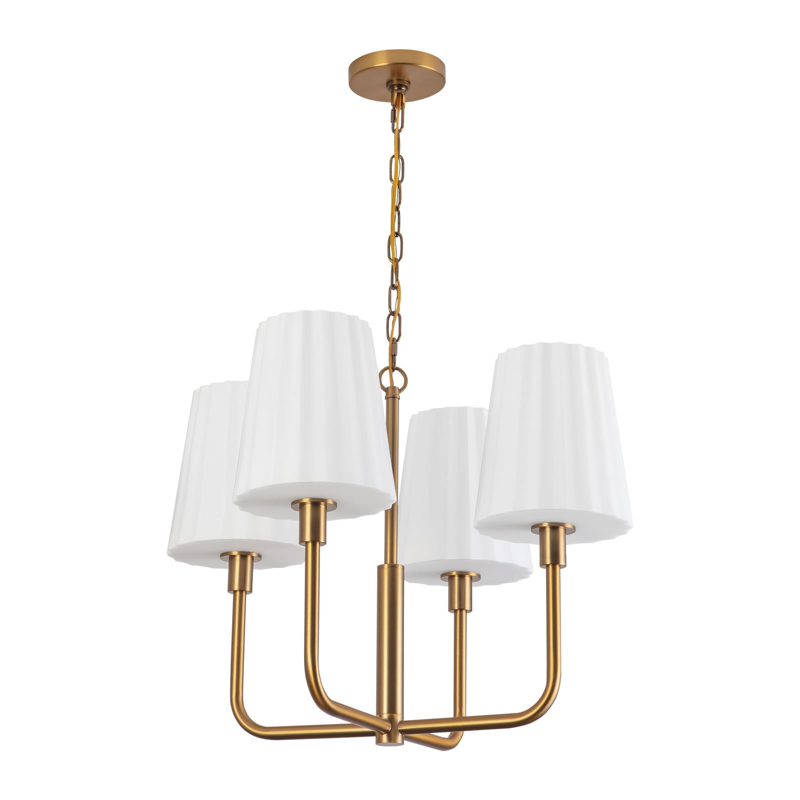 Plisse 23-in Aged Gold/Opal Matte Glass 4 Lights Chandeliers