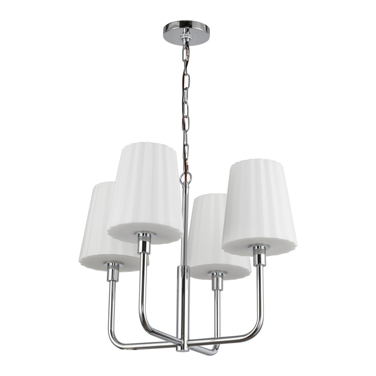 Plisse 23-in Chrome/Opal Matte Glass 4 Lights Chandeliers