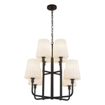 Plisse 30-in Matte Black/Opal Matte Glass 8 Lights Chandeliers