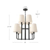 Plisse 30-in Matte Black/Opal Matte Glass 8 Lights Chandeliers