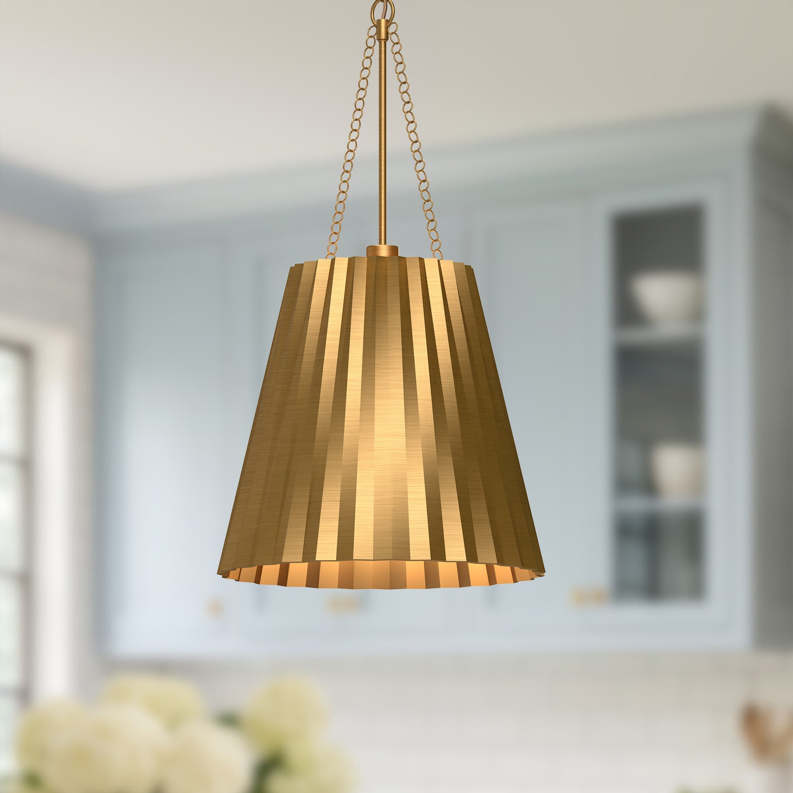 Plisse 16-in Aged Gold 1 Light Pendant