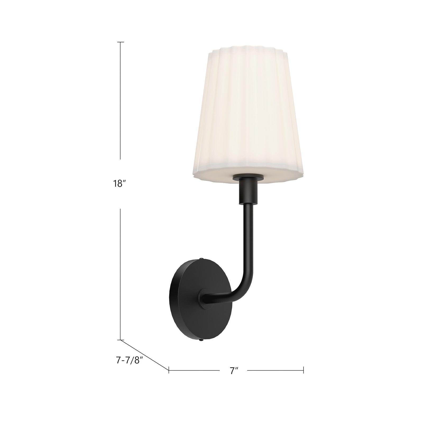 Plisse 7-in Matte Black/Opal Matte Glass 1 Light Wall/Vanity
