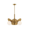 Plume 21-in Brushed Gold/Opal Glass 3 Lights Chandeliers