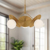 Plume 34-in Brushed Gold/Opal Glass 3 Lights Chandeliers