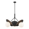 Plume 34-in Matte Black/Opal Glass 3 Lights Chandeliers