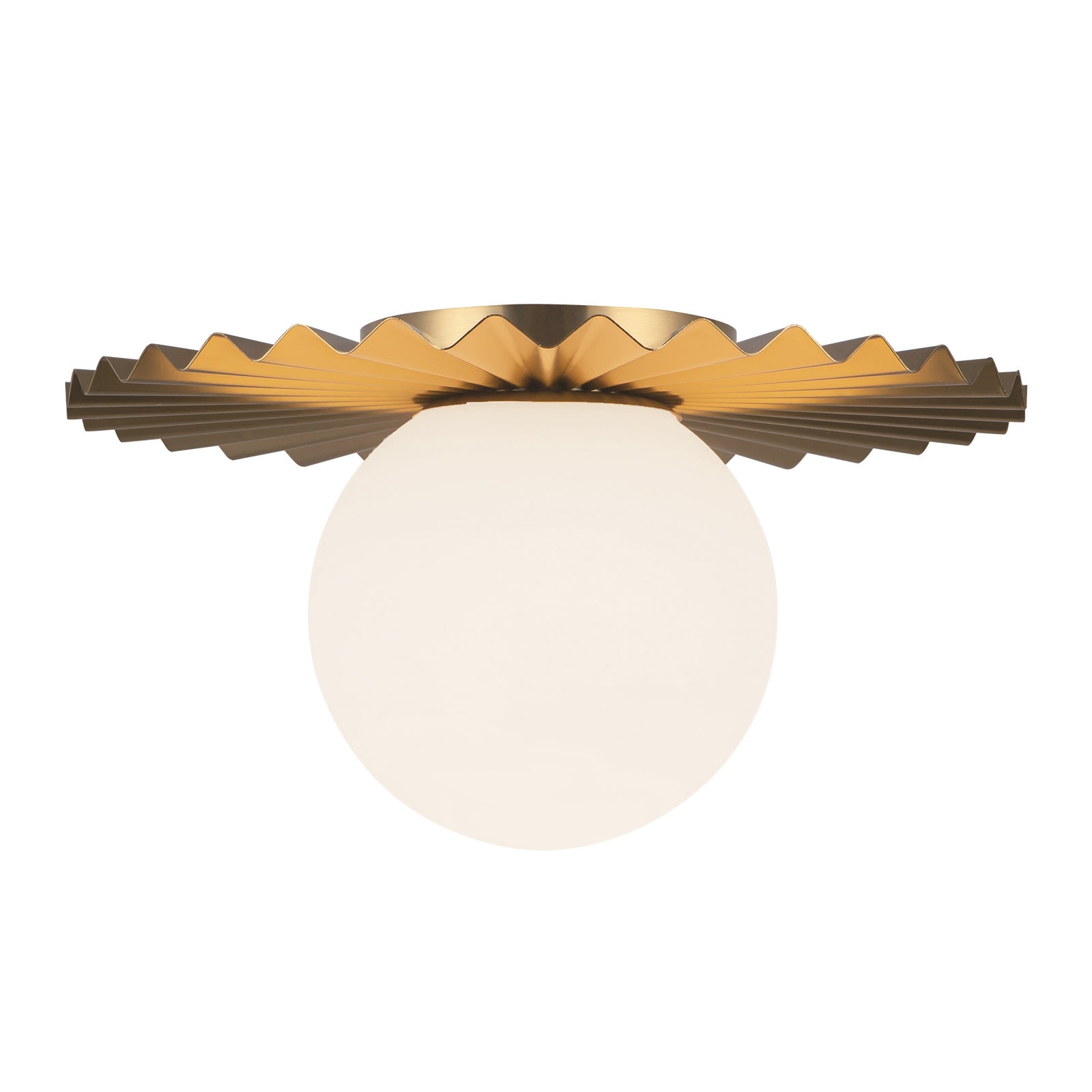 Plume 12-in Brushed Gold/Opal Matte Glass 1 Light Flush Mount