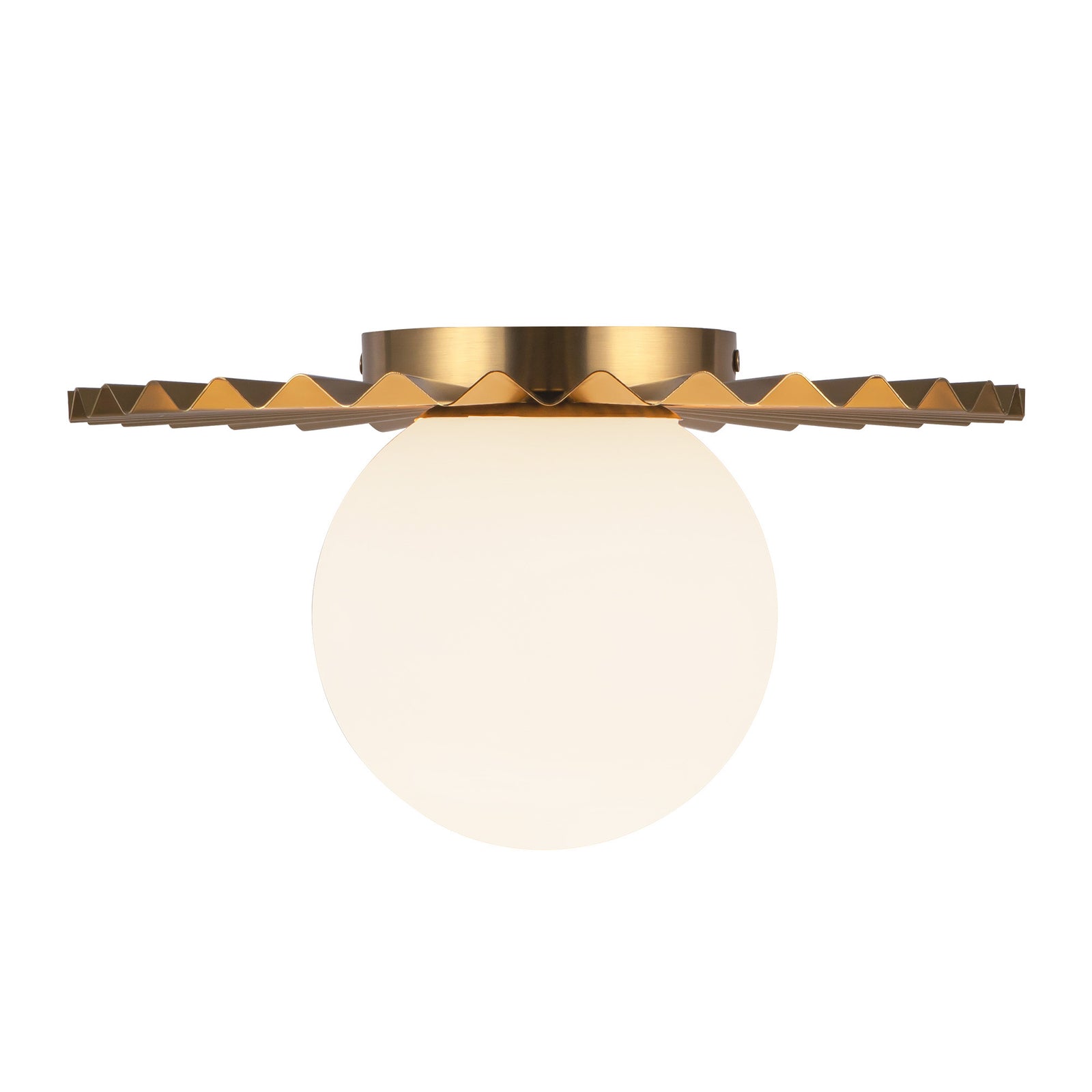 Plume 12-in Brushed Gold/Opal Matte Glass 1 Light Flush Mount