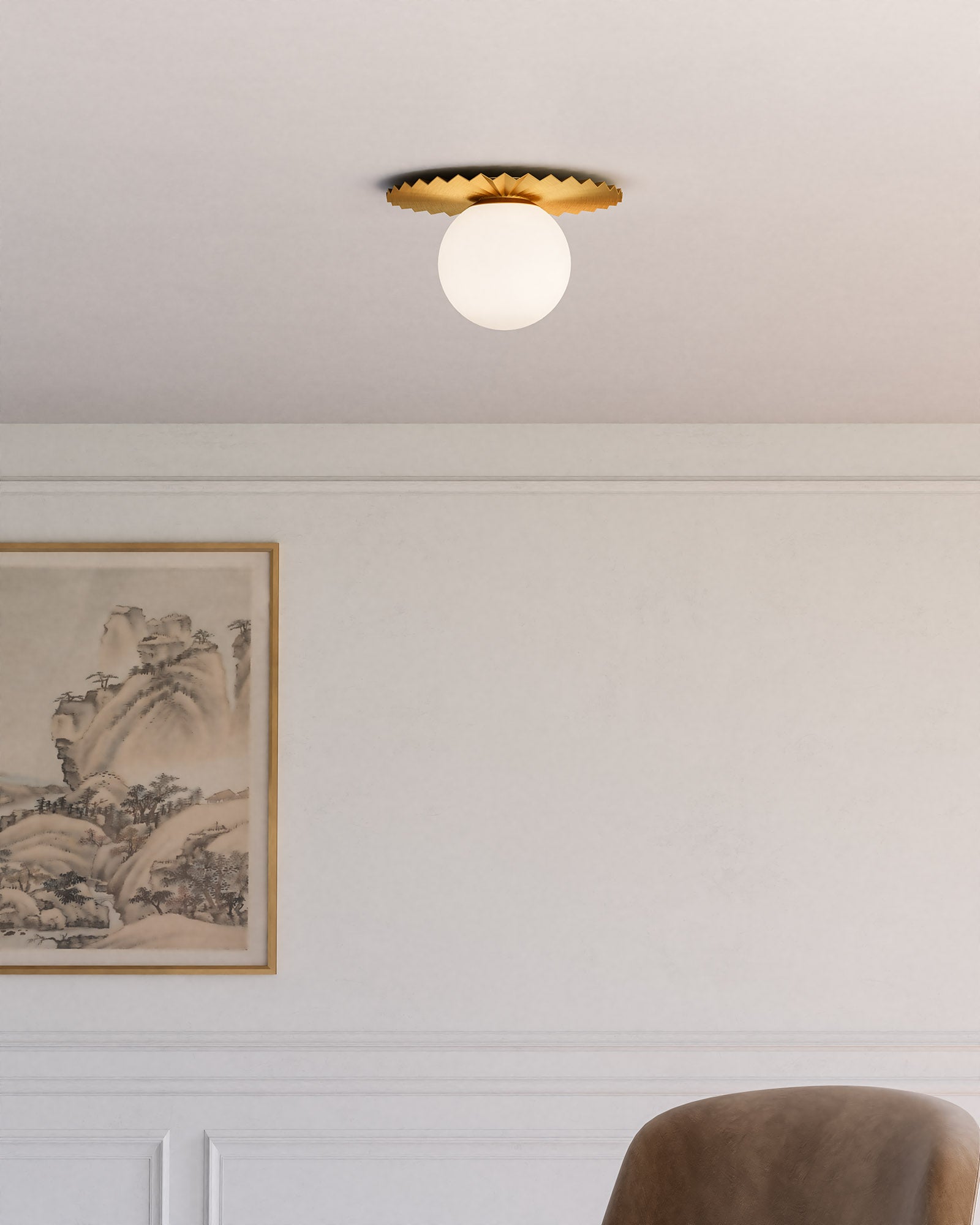 Plume 12-in Brushed Gold/Opal Matte Glass 1 Light Flush Mount
