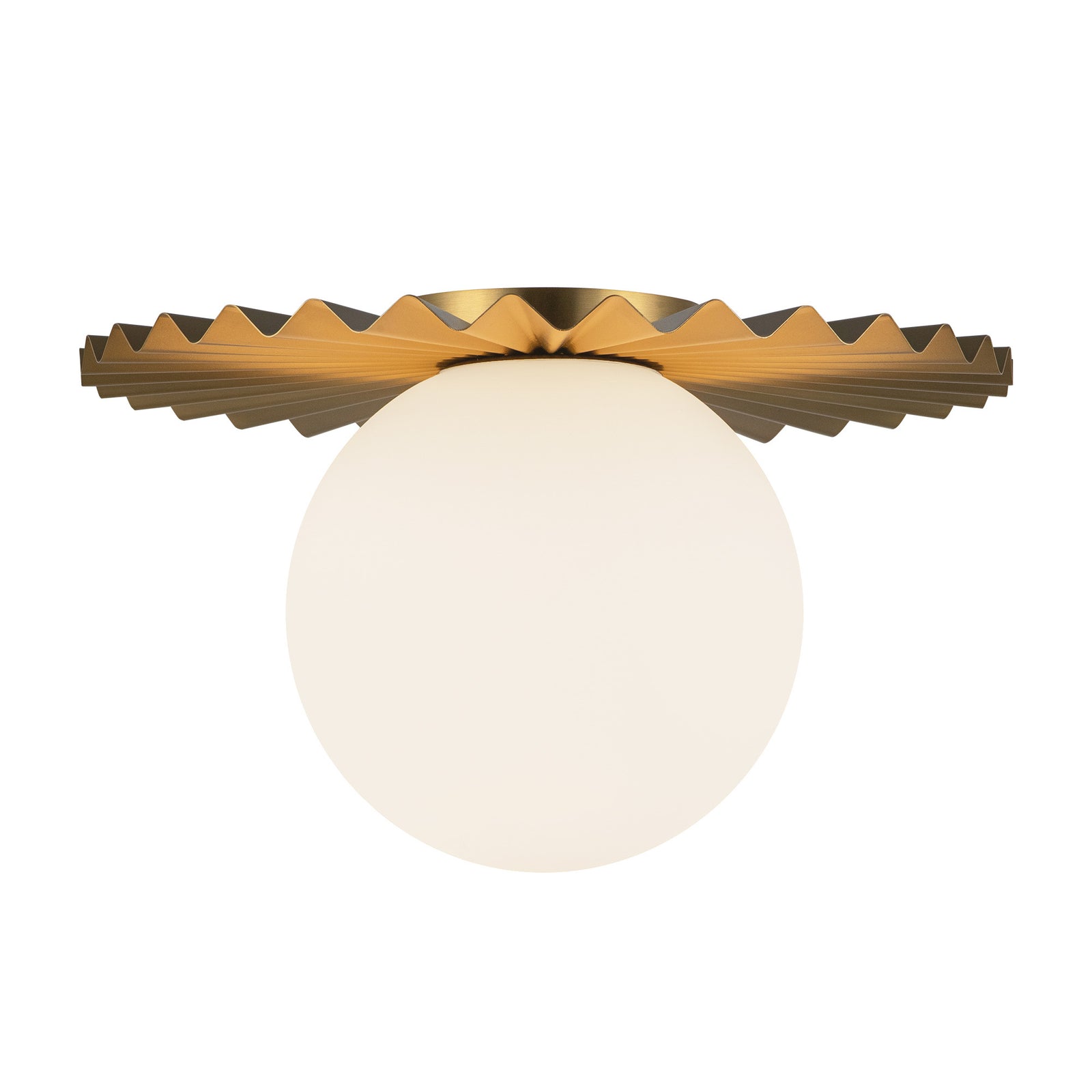 Plume 14-in Brushed Gold/Opal Matte Glass 1 Light Flush Mount