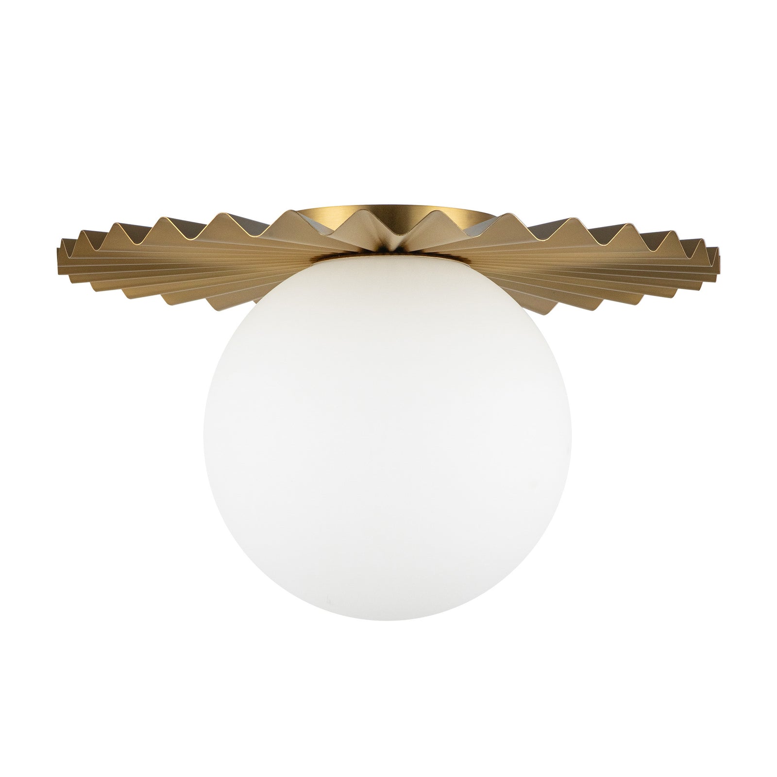 Plume 14-in Brushed Gold/Opal Matte Glass 1 Light Flush Mount
