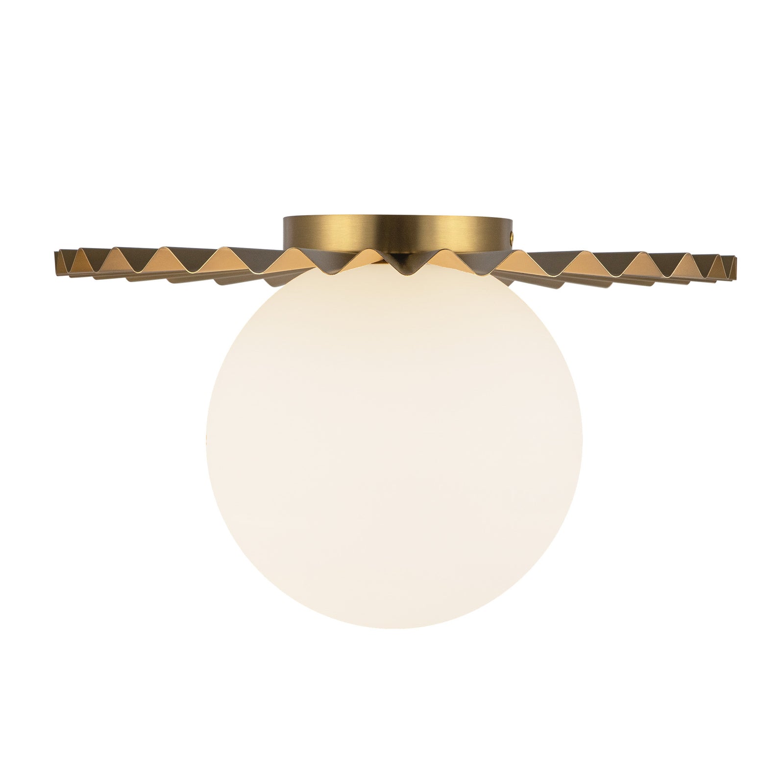 Plume 14-in Brushed Gold/Opal Matte Glass 1 Light Flush Mount