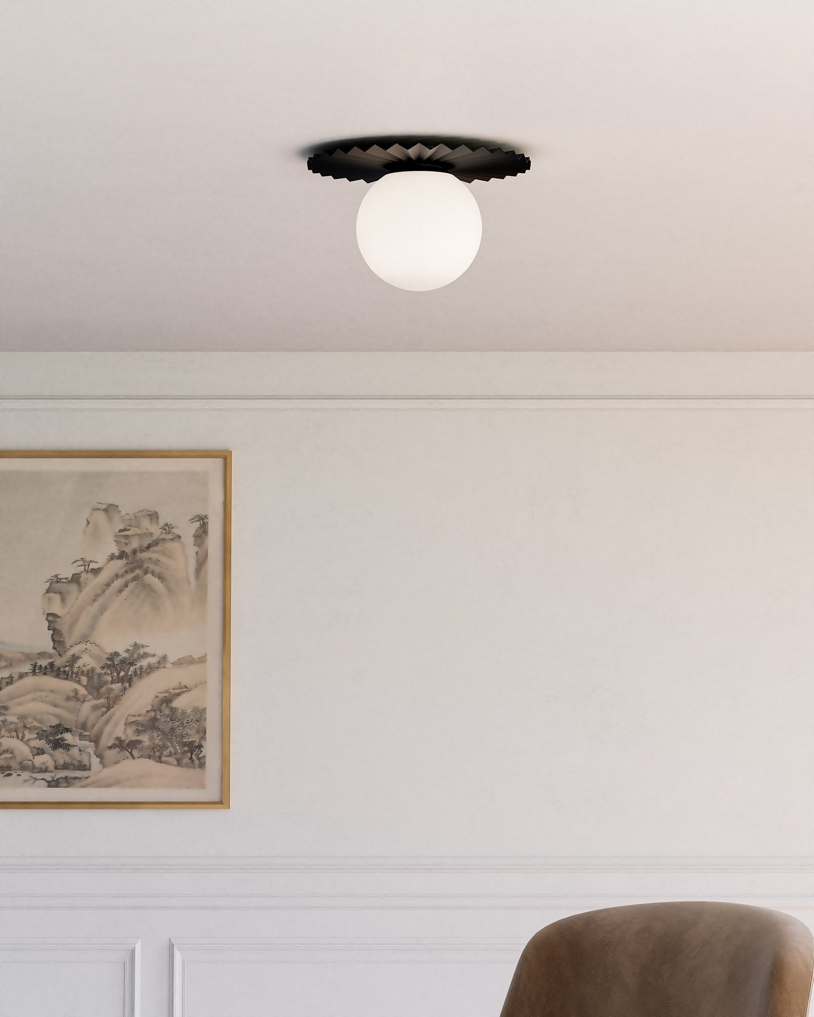 Plume 14-in Matte Black/Opal Matte Glass 1 Light Flush Mount