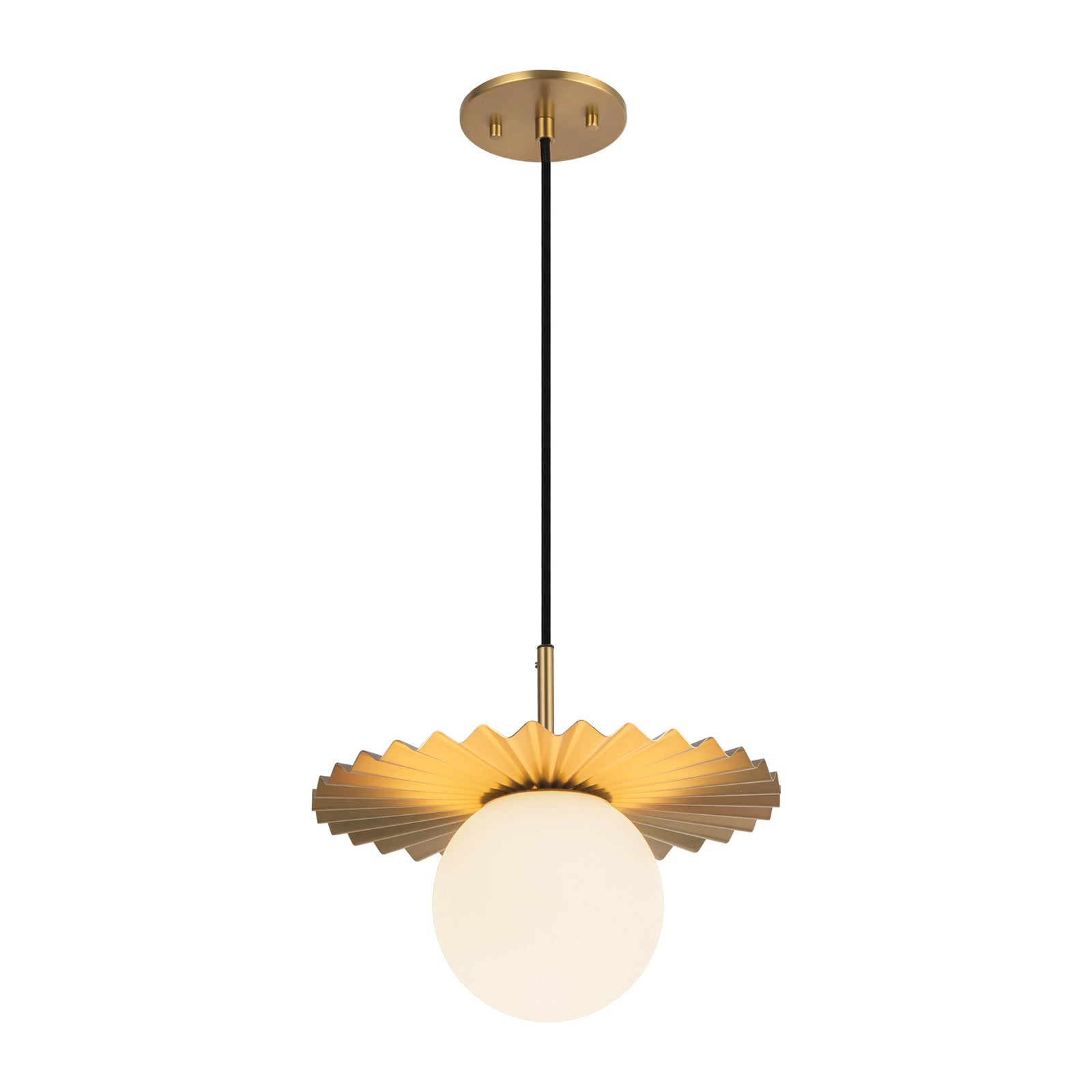 Plume 12-in Brushed Gold/Opal Matte Glass 1 Light Pendant