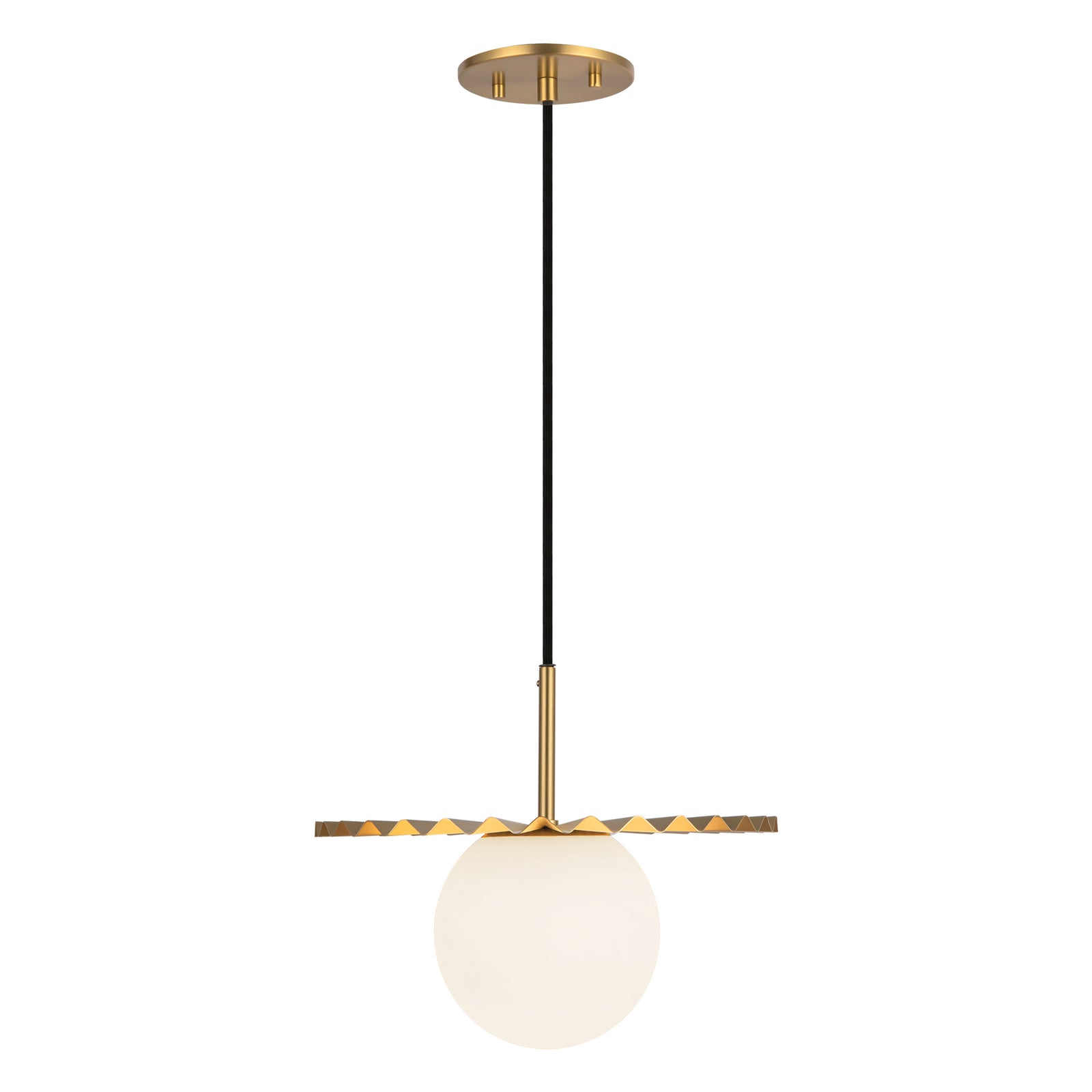 Plume 12-in Brushed Gold/Opal Matte Glass 1 Light Pendant