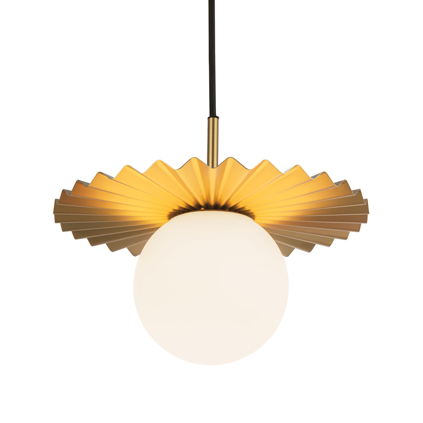 Plume 12-in Brushed Gold/Opal Matte Glass 1 Light Pendant