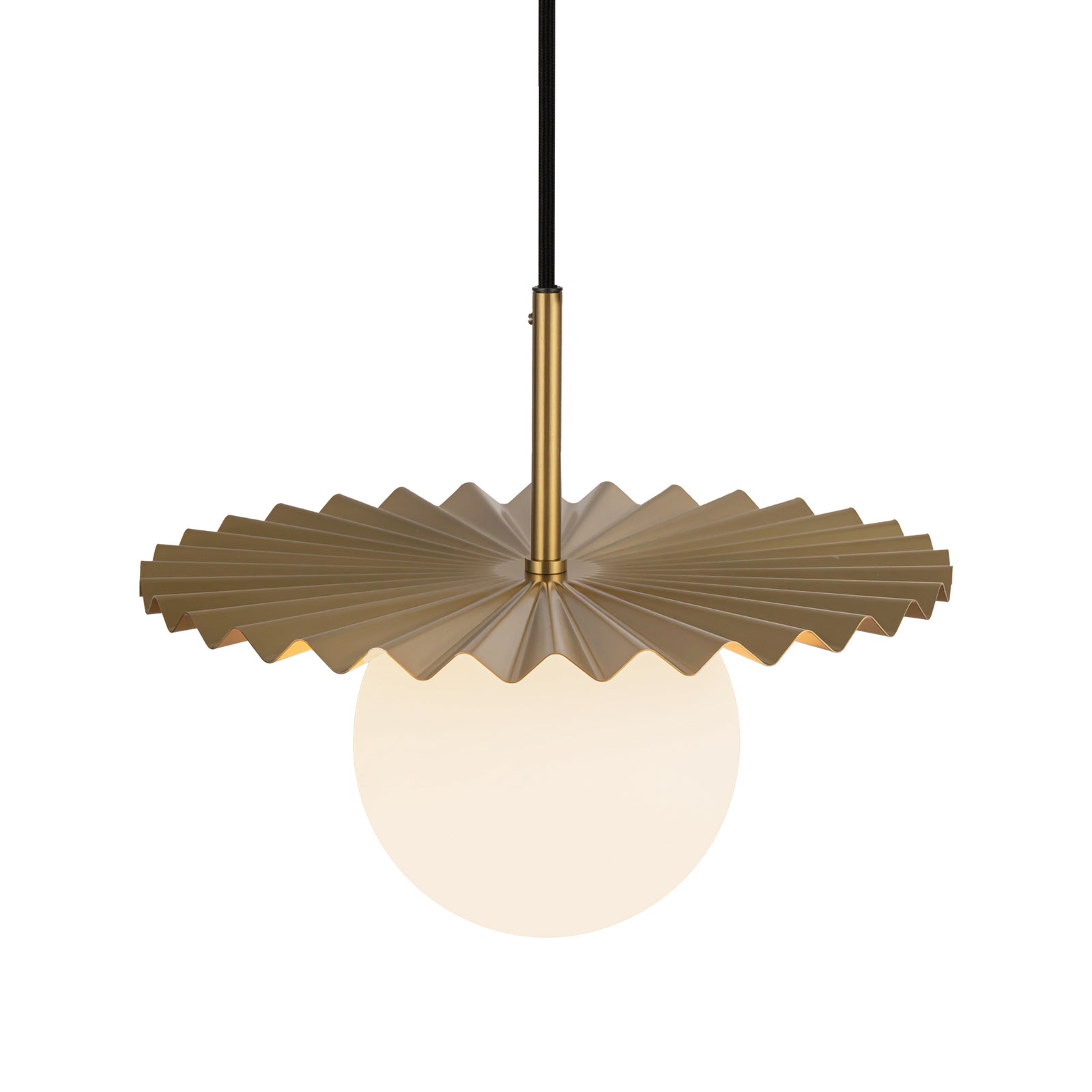 Plume 12-in Brushed Gold/Opal Matte Glass 1 Light Pendant