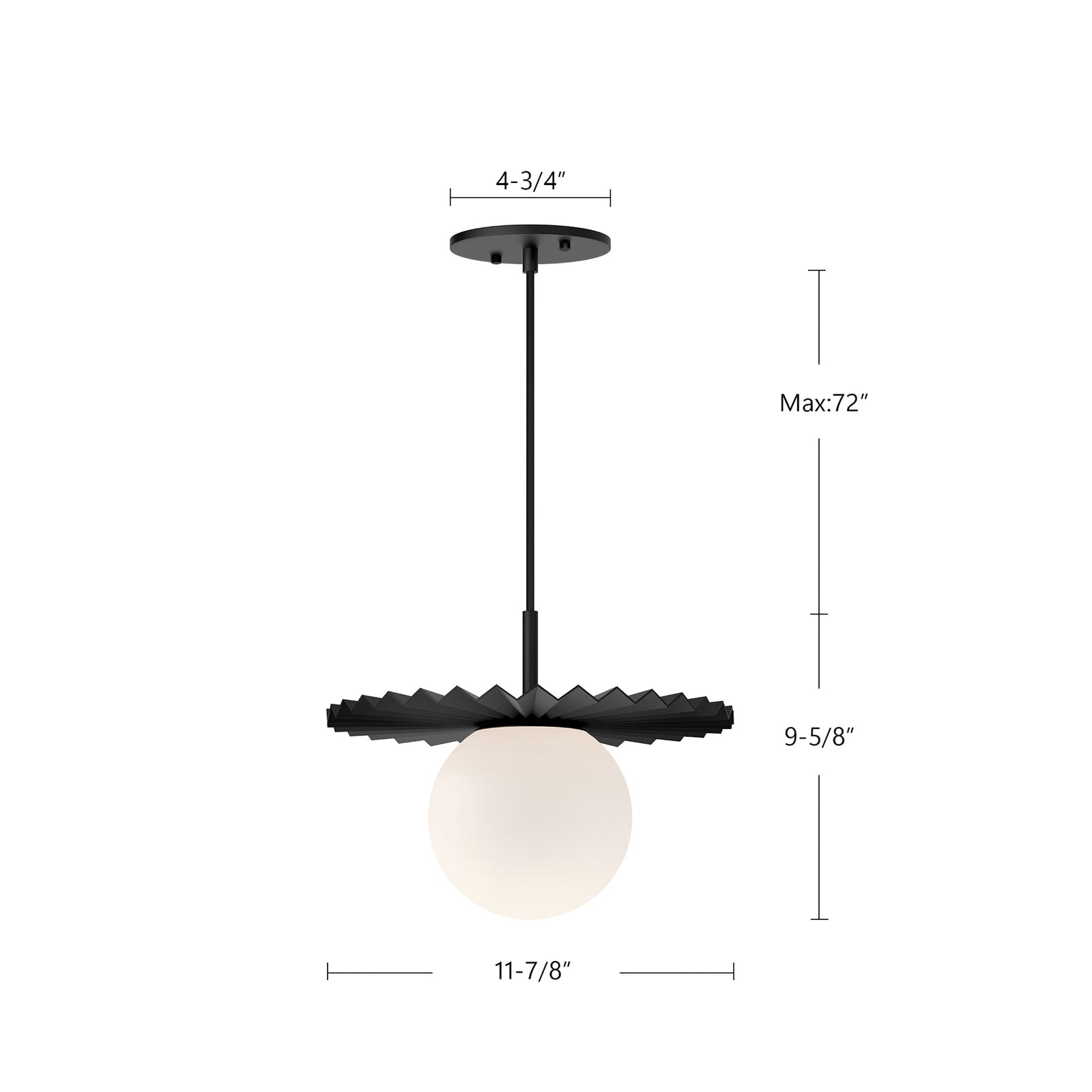 Plume 12-in Matte Black/Opal Matte Glass 1 Light Pendant