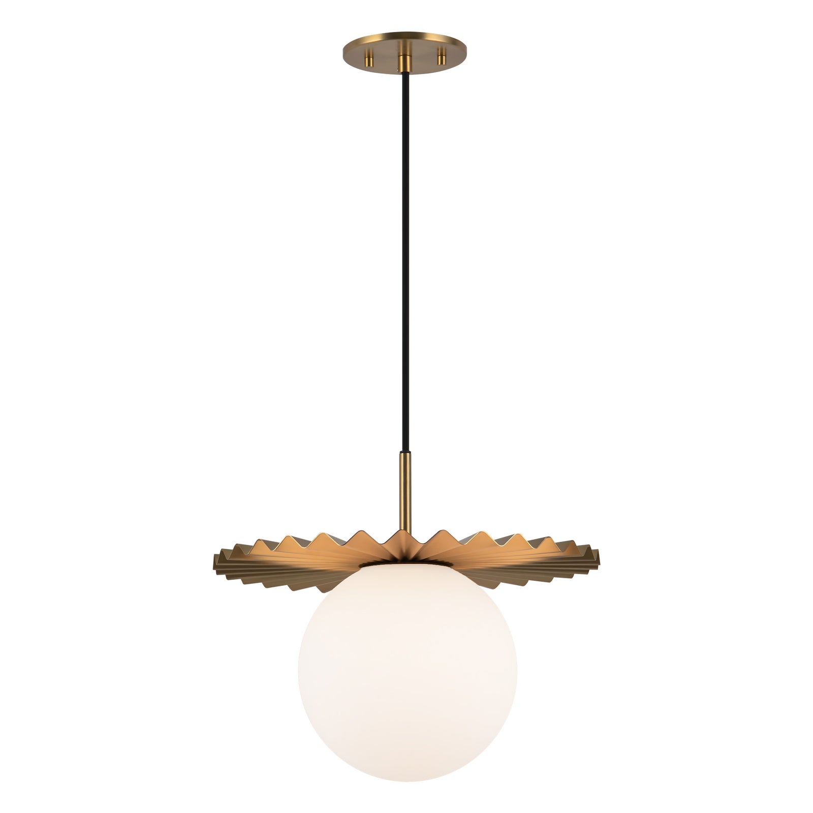 Plume 14-in Brushed Gold/Opal Matte Glass 1 Light Pendant