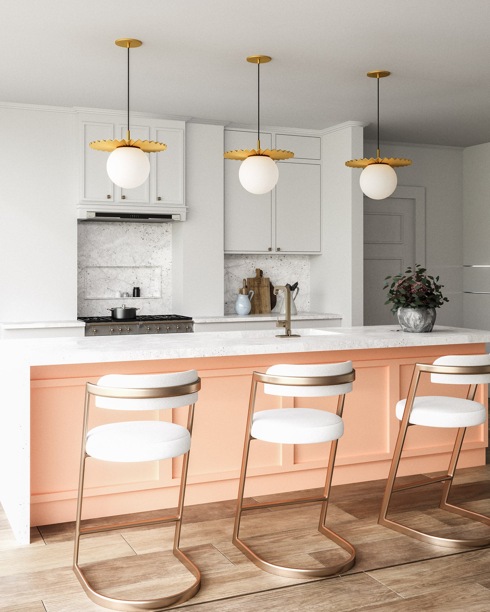 Plume 14-in Brushed Gold/Opal Matte Glass 1 Light Pendant