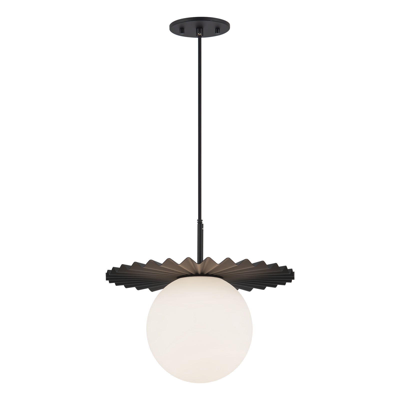 Plume 14-in Matte Black/Opal Matte Glass 1 Light Pendant