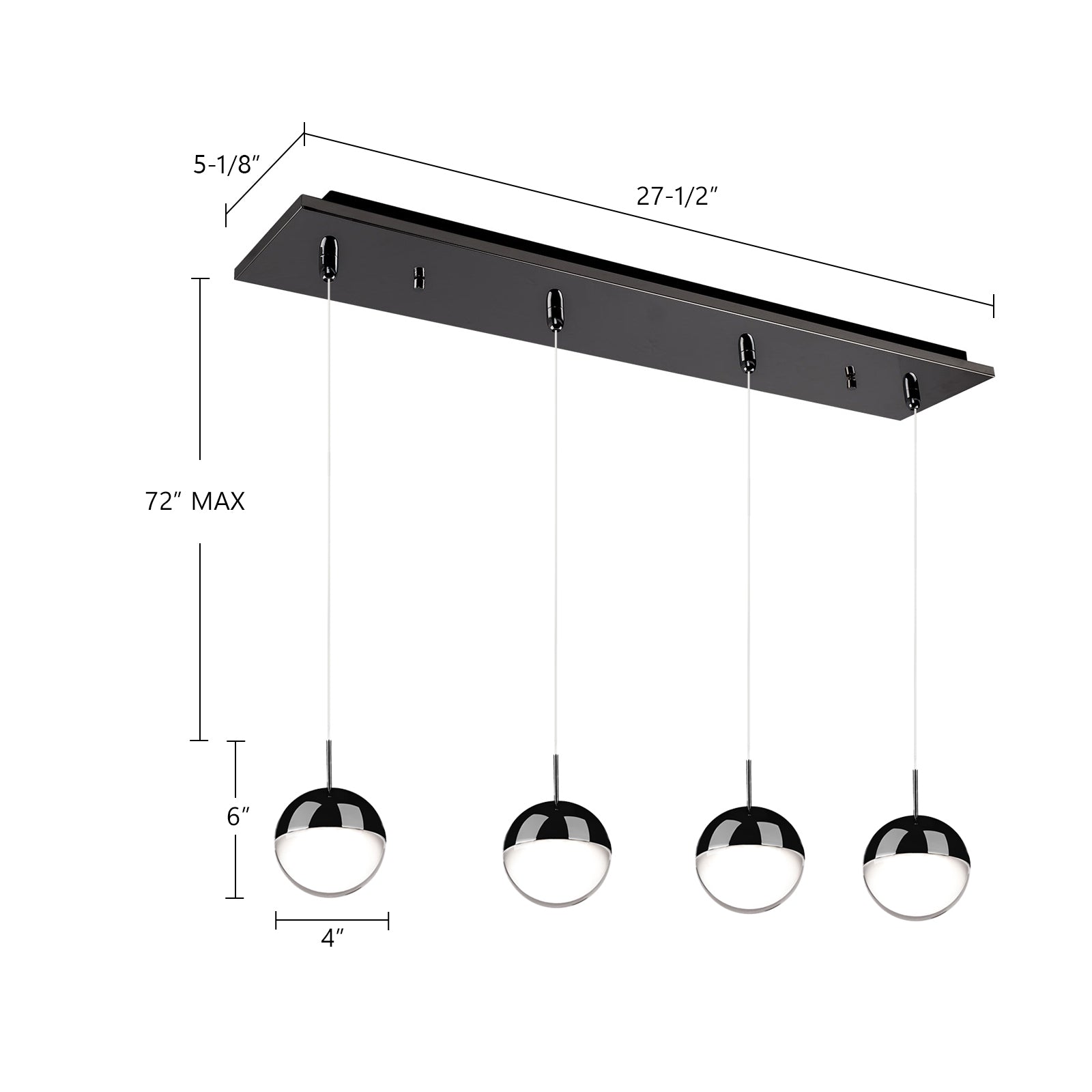 Pluto 25-in Black Chrome 3-Light Multi Pendant