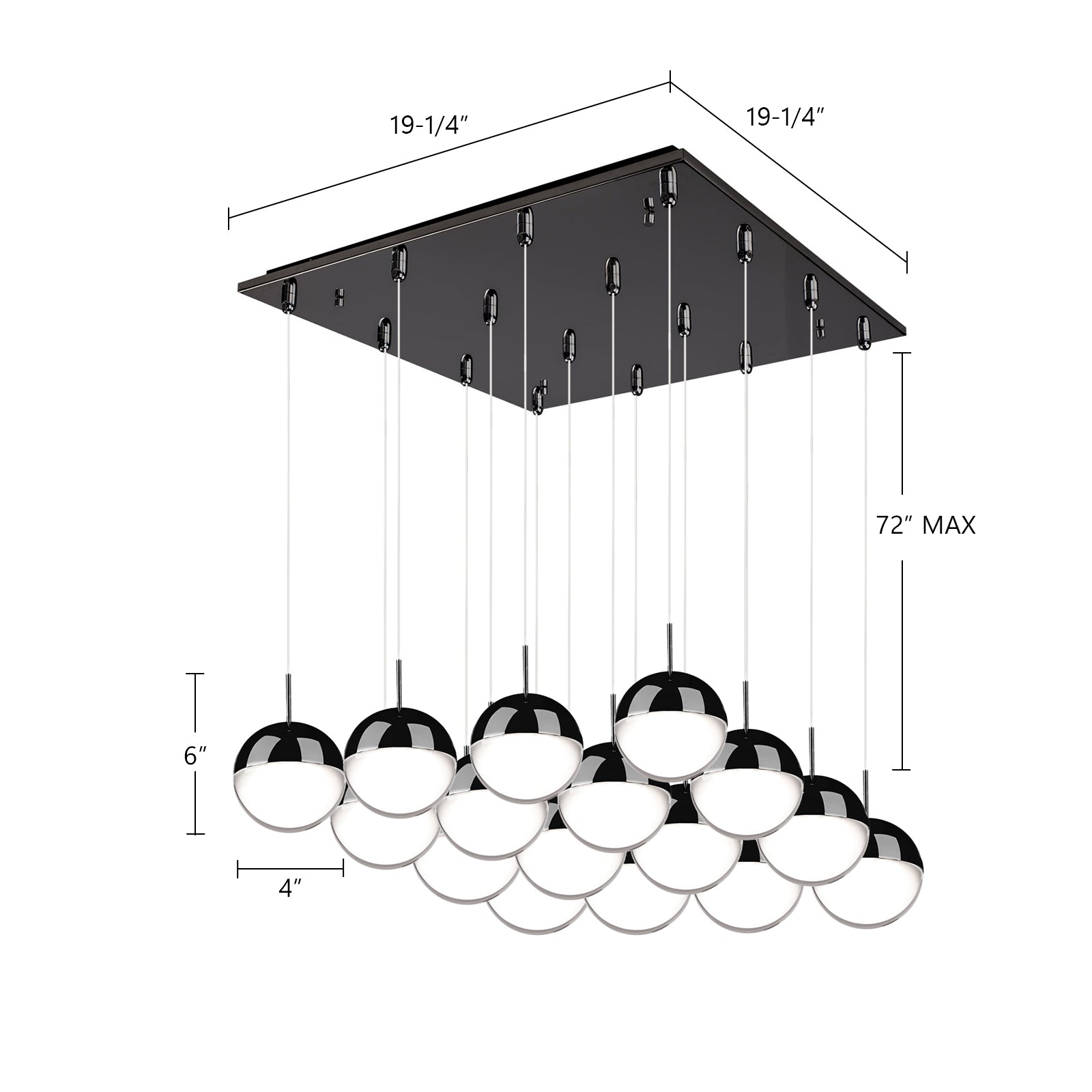 Pluto 20-in Black Chrome 16-Light Multi Pendant
