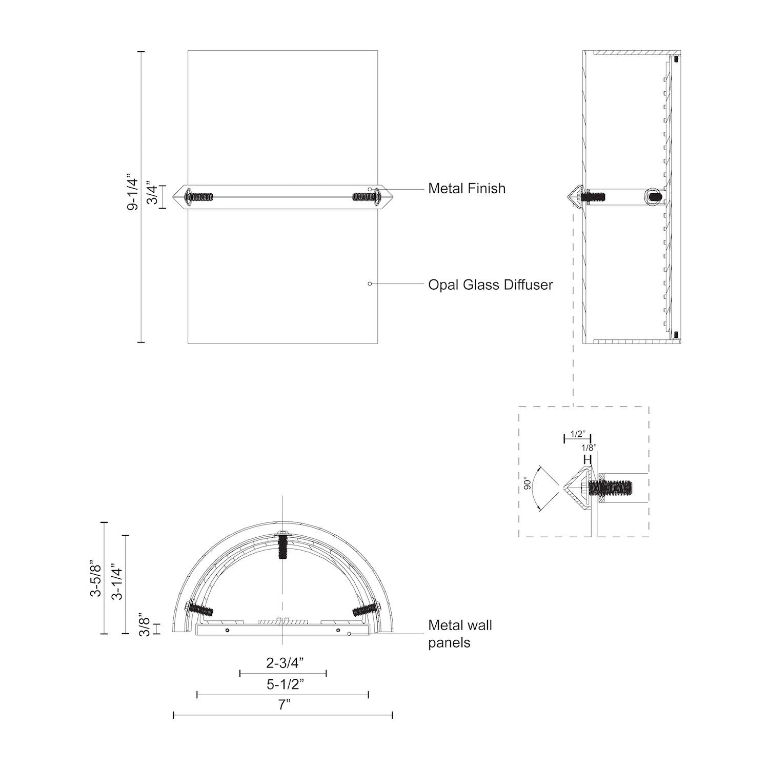 Pondi 9-in Black LED Wall Sconce