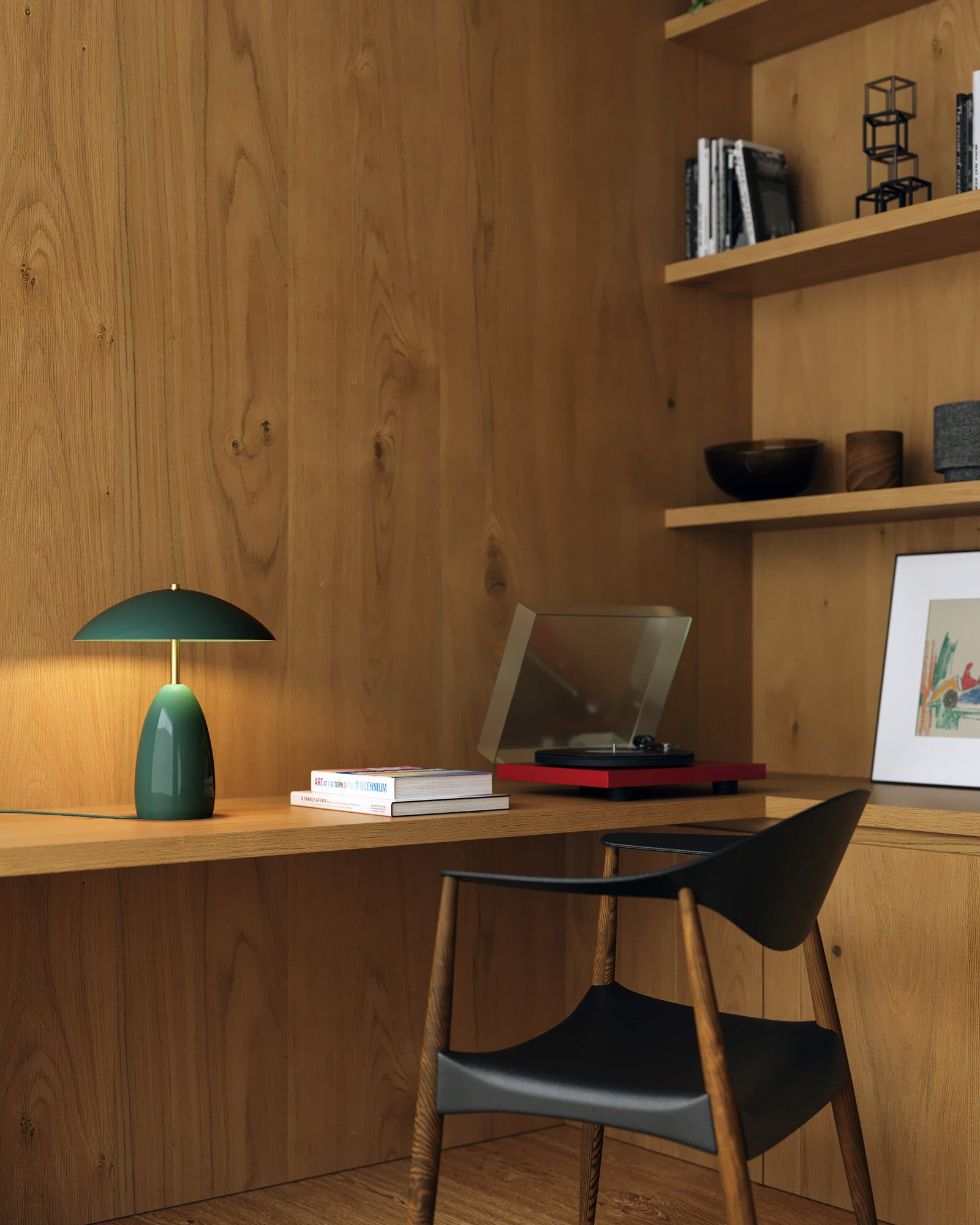 Poppy 12-in Pine Green LED Table Lamp