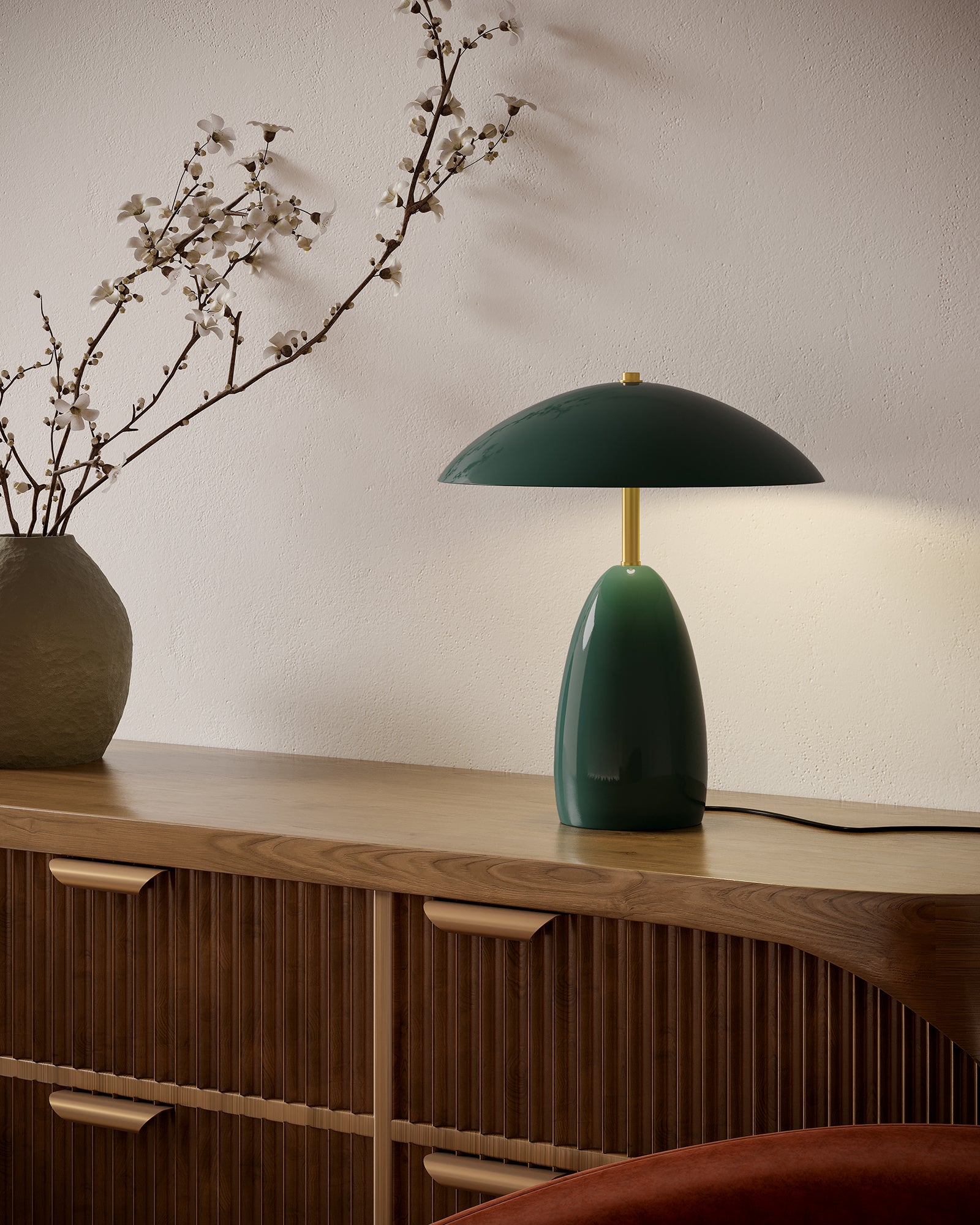 Poppy 12-in Pine Green LED Table Lamp