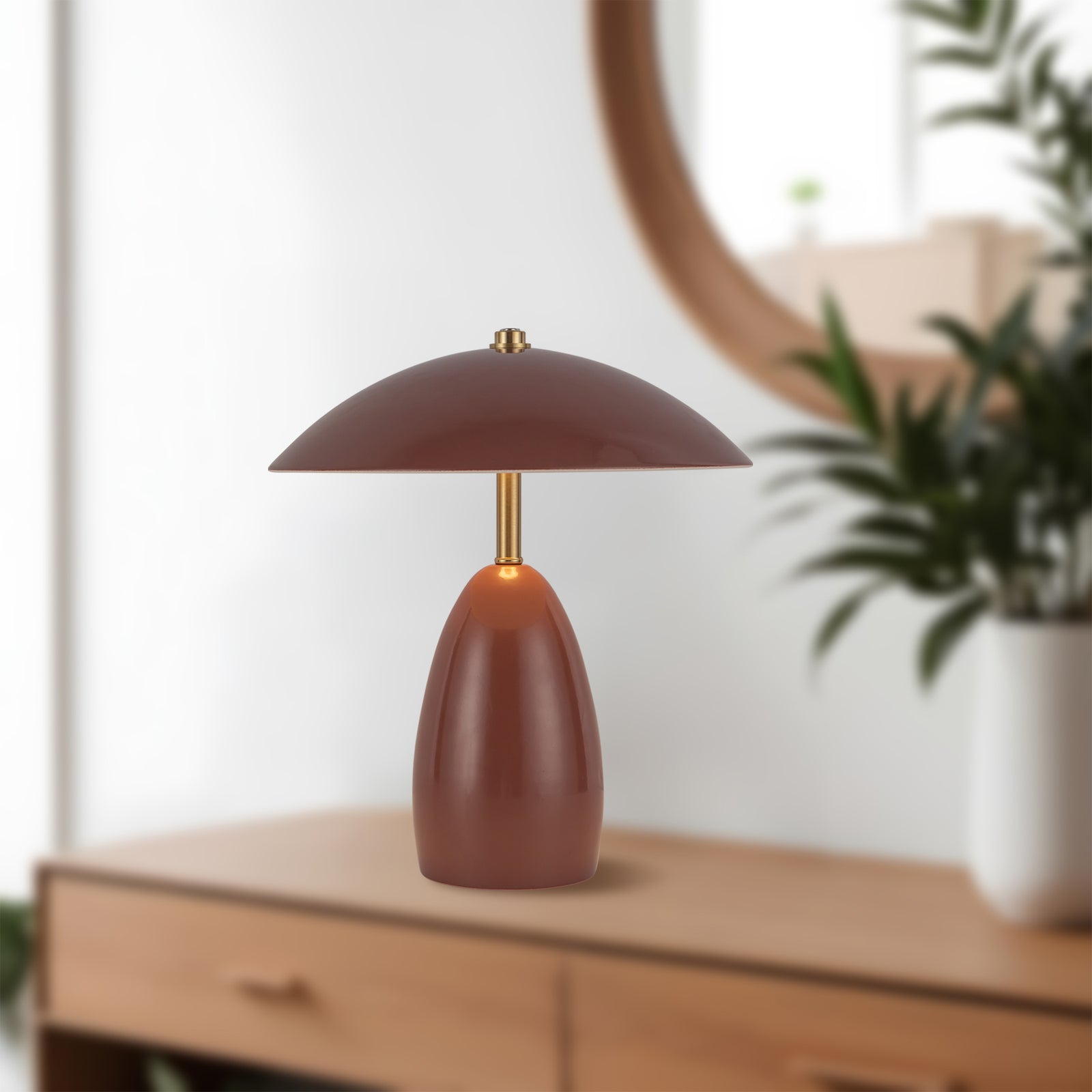 Poppy 9-in Burgundy LED Table Lamp