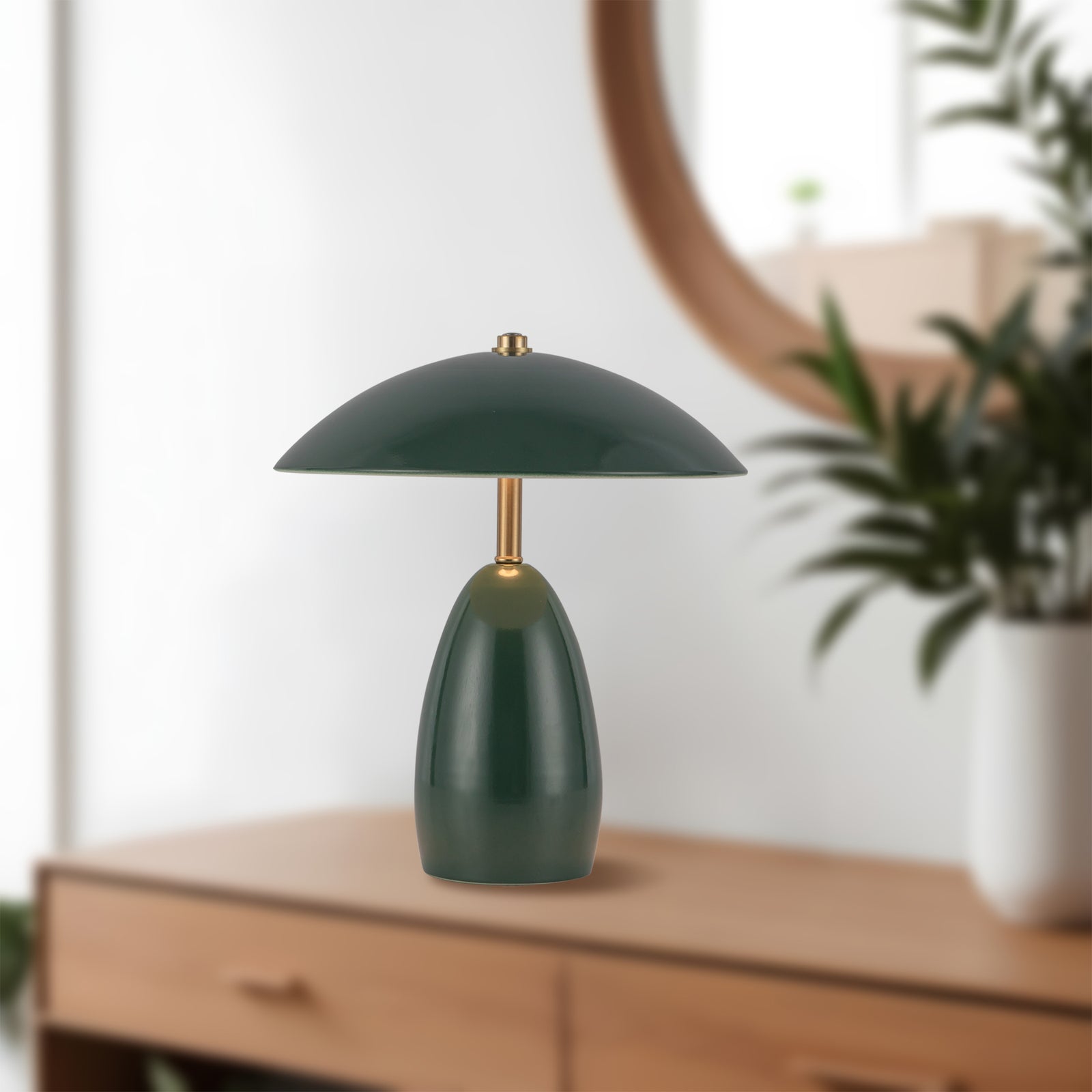 Poppy 9-in Pine Green LED Table Lamp