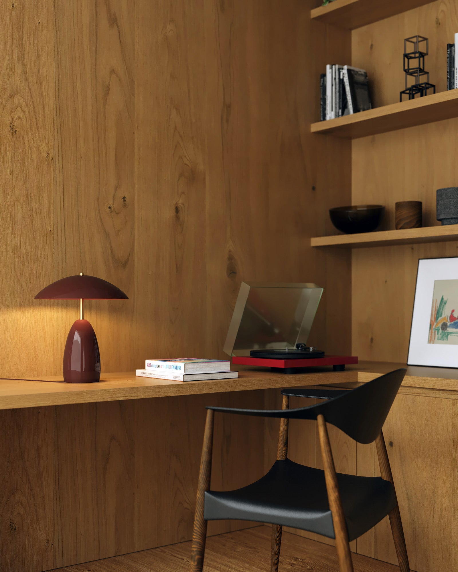 Poppy 12-in Burgundy LED Table Lamp