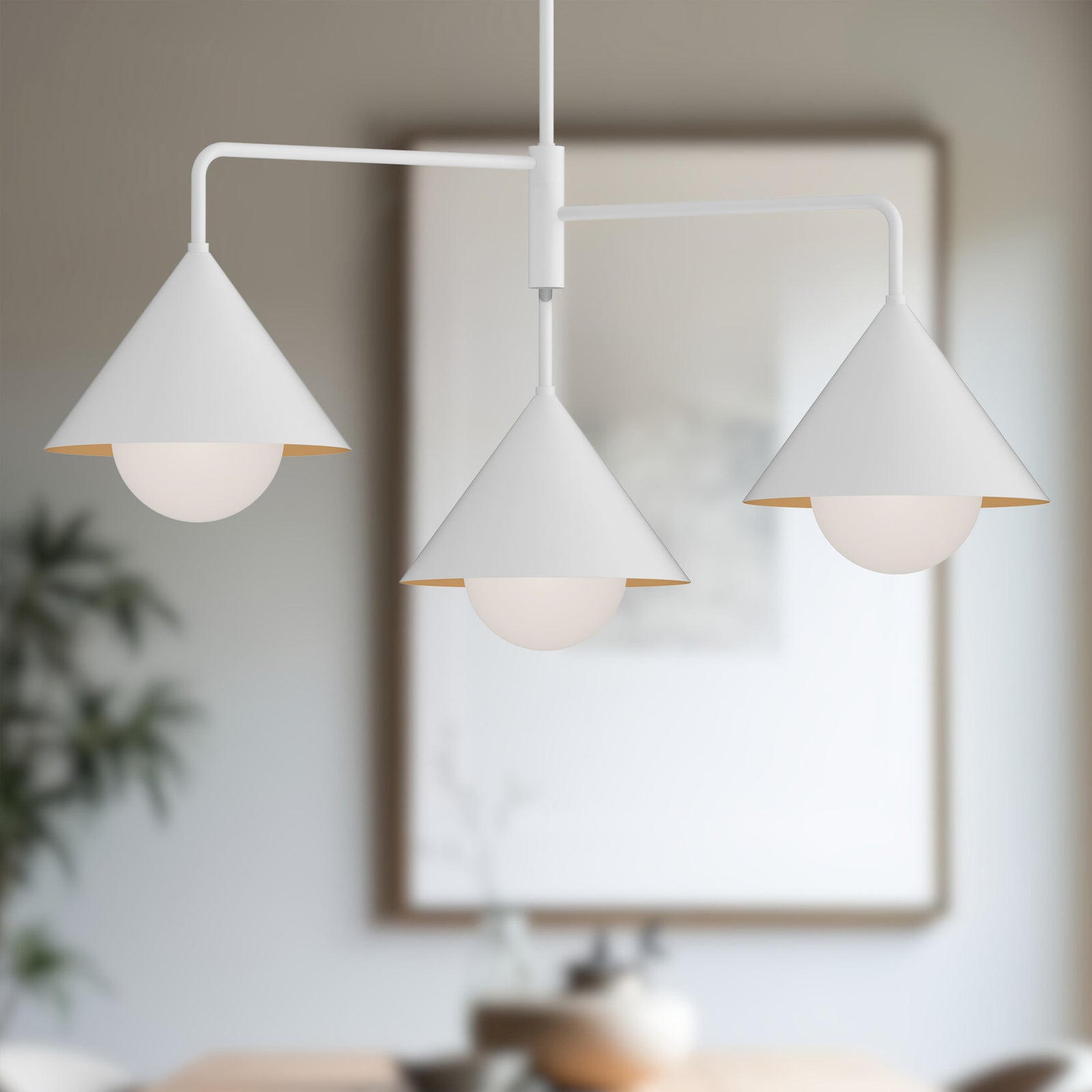 Remy 38-in White/Opal Glass 3 Lights Chandeliers