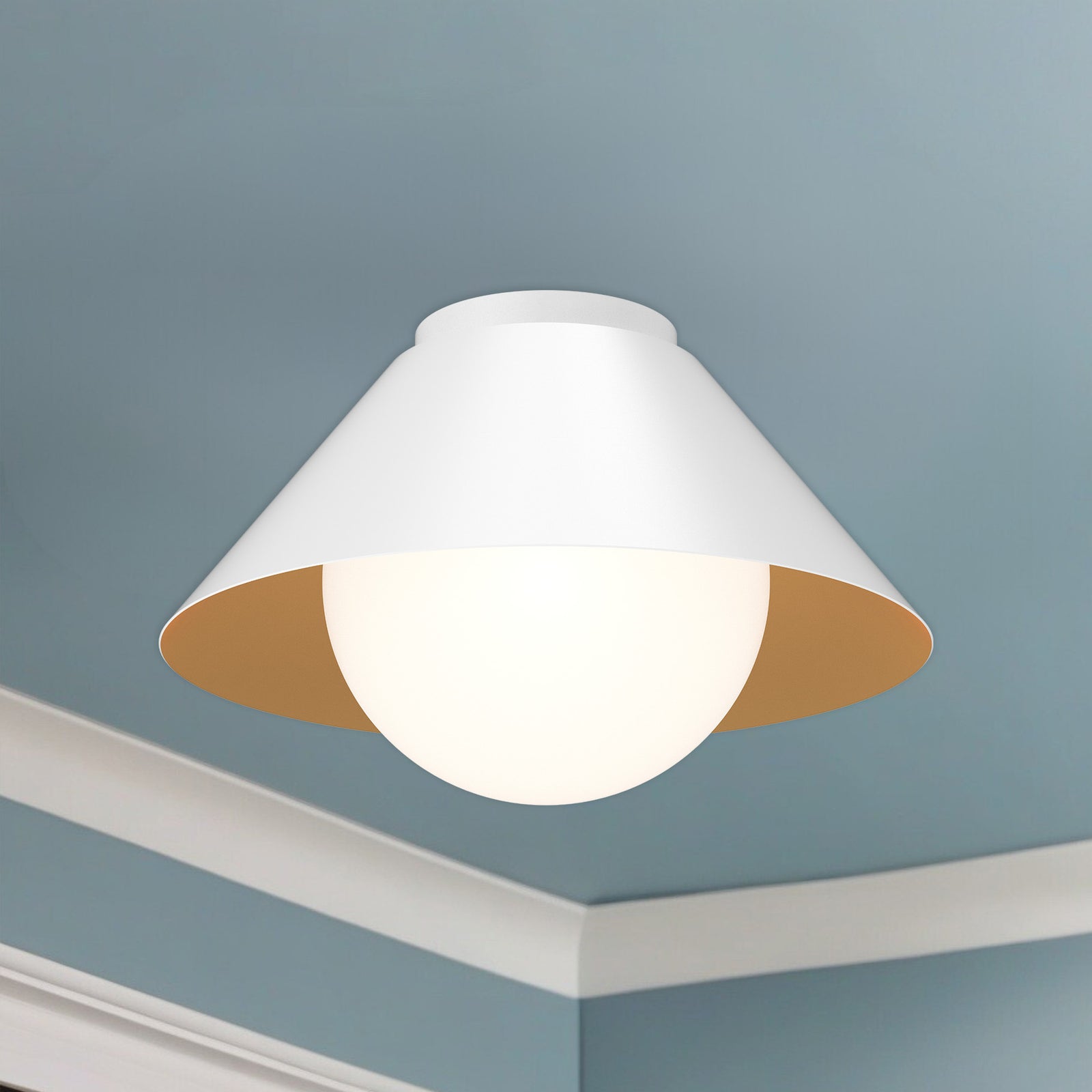 Remy 14-in White/Opal Glass 1 Light Flush Mount