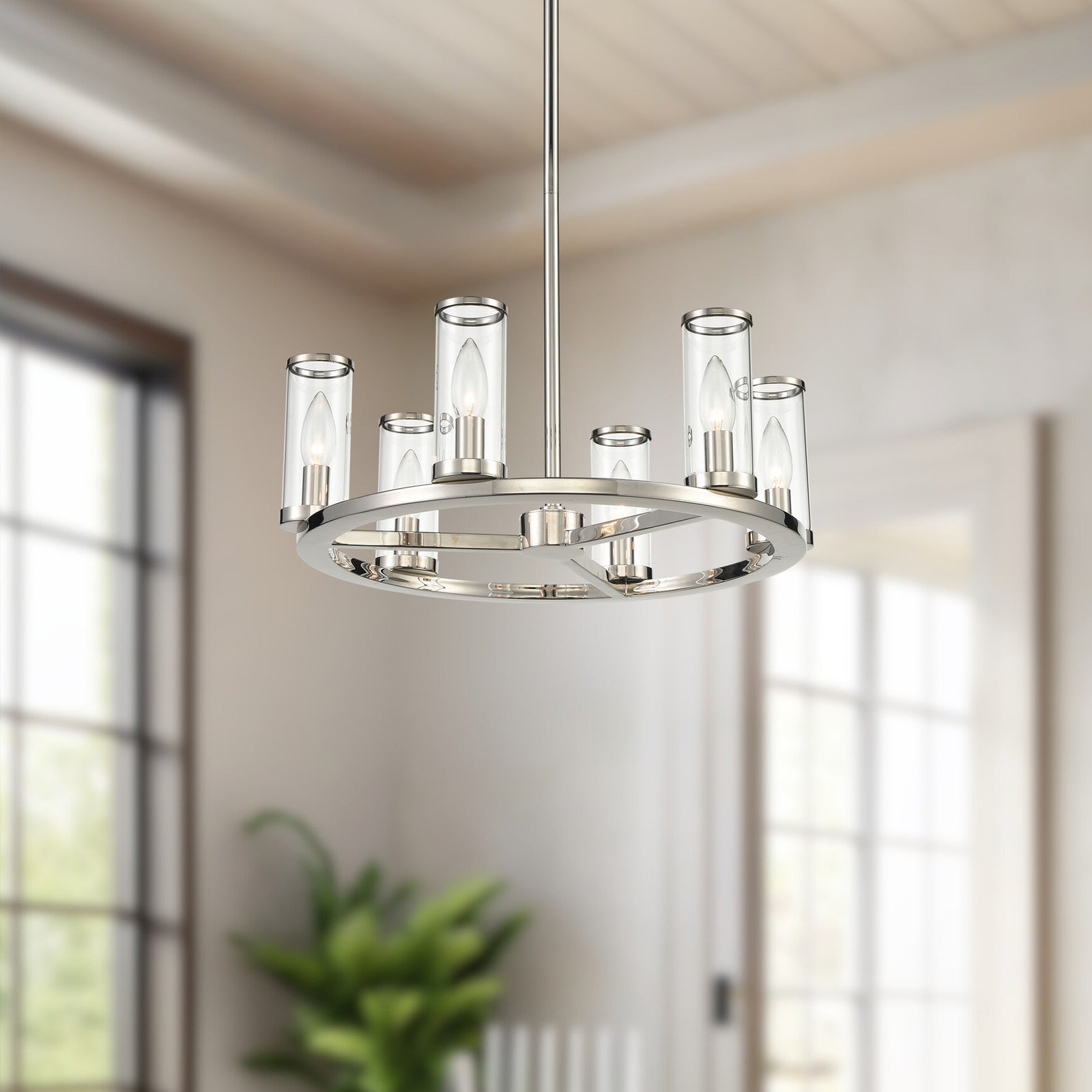 Revolve Clear Glass/Polished Nickel 6 Lights Chandeliers
