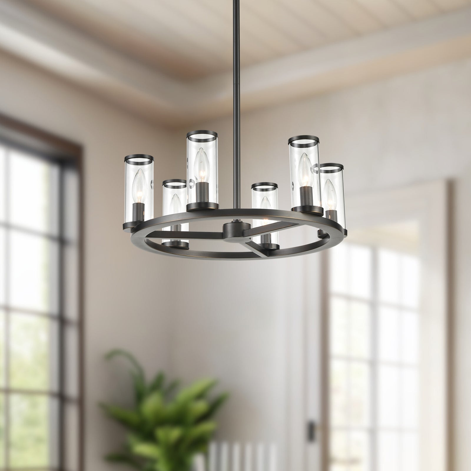 Revolve Clear Glass/Urban Bronze 6 Lights Chandeliers