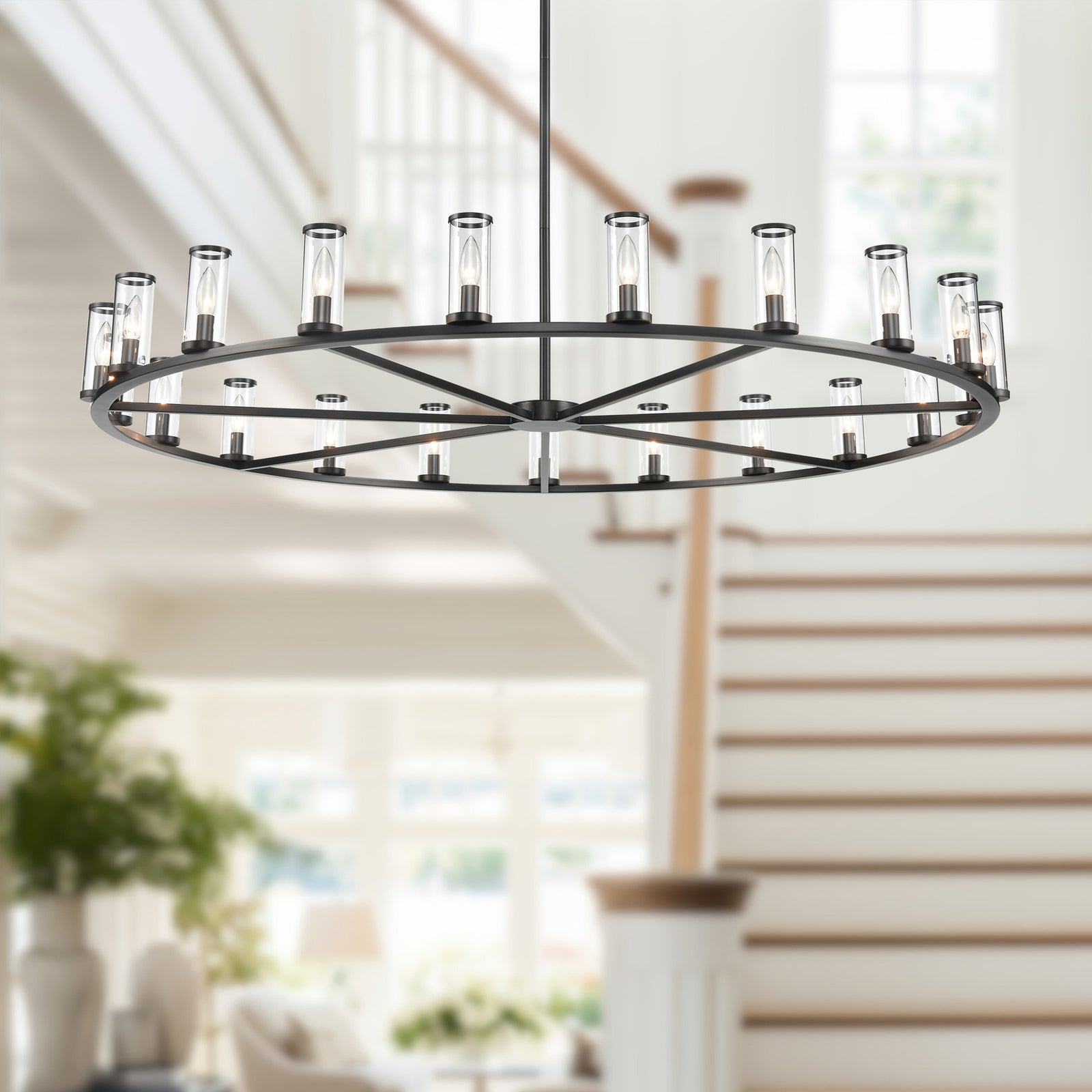 Revolve Clear Glass/Urban Bronze 21 Light Chandeliers