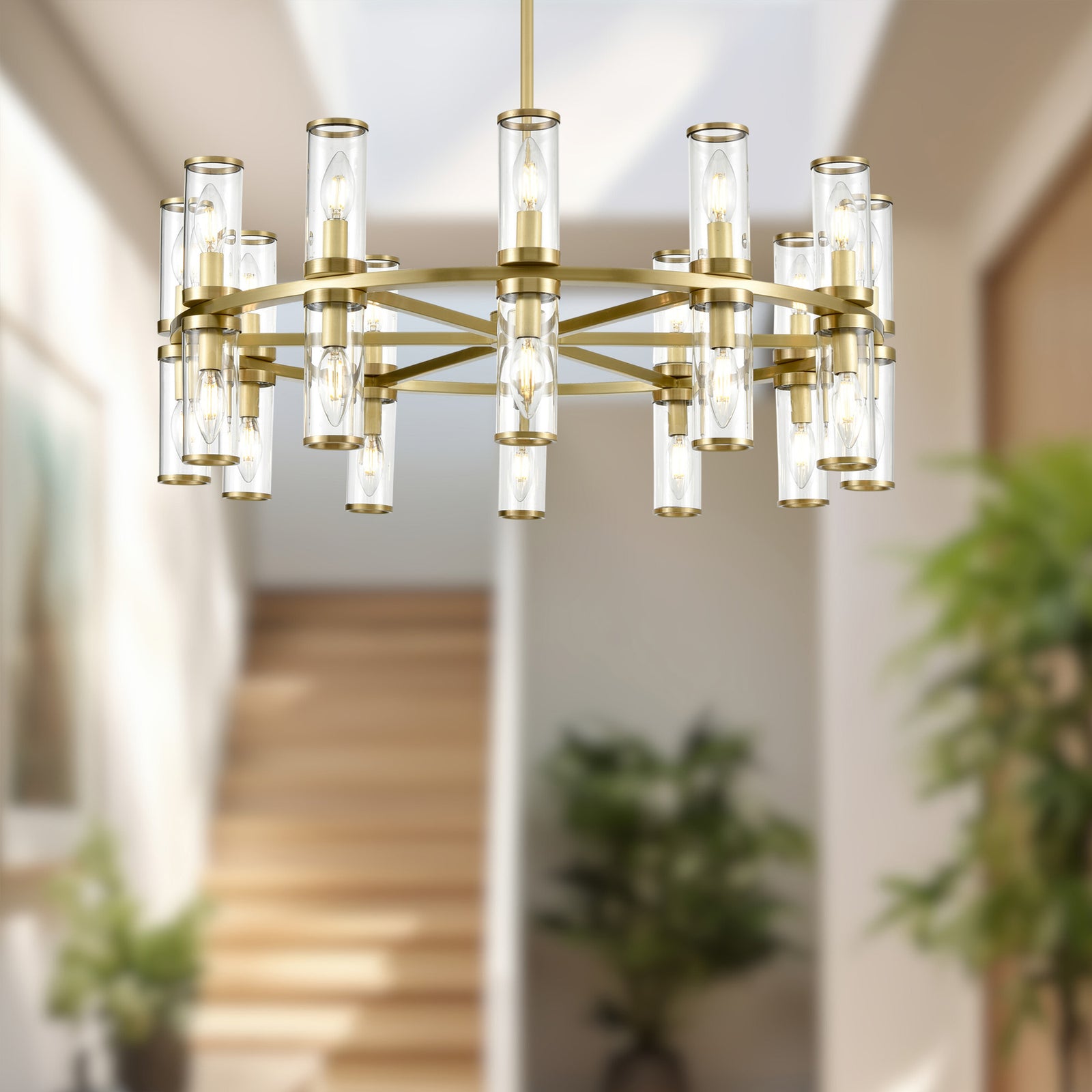 Revolve Clear Glass/Natural Brass 24 Lights Chandeliers